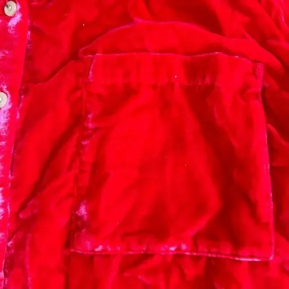 Anthropologie PILCRO Red Shirt Crushed Velvet Top Blouse Long Puff Sleeves XL - Picture 13 of 15